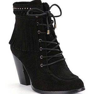 Gianni Bini  Bowyn Fringe Lace-Up Hiker Booties